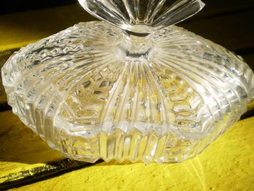 Art Nouveau Crystal Boudoir Jewelery Powder Box Trinket With Matching Candle Holder