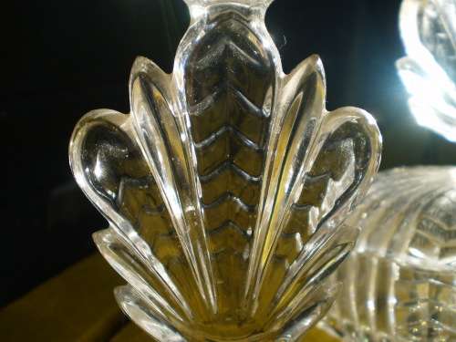 Art Nouveau Crystal Boudoir Jewelery Powder Box Trinket With Matching Candle Holder