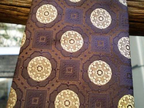 1970's Broad Servus Vintage Tie Brown And Gold Retro Pattern