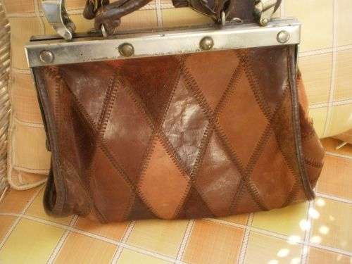 Vintage Genuine PatchWork Brown Leather Shoulder Bag