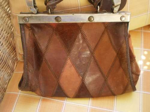 Vintage Genuine PatchWork Brown Leather Shoulder Bag