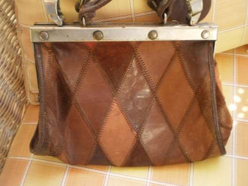 Vintage Genuine PatchWork Brown Leather Shoulder Bag