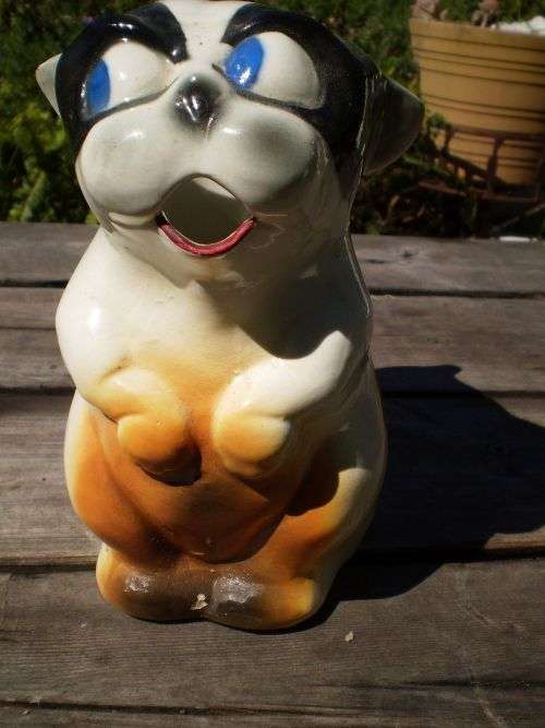 Vintage Porcelain Dog Milk Jug Marked