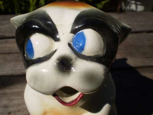 Vintage Porcelain Dog Milk Jug Marked