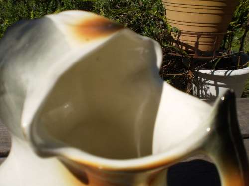 Vintage Porcelain Dog Milk Jug Marked