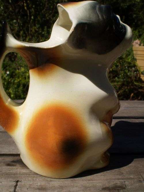 Vintage Porcelain Dog Milk Jug Marked