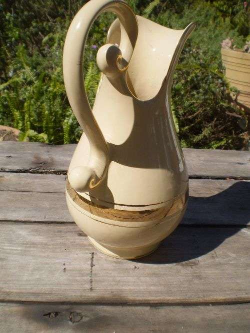 Porcelain Cream White Water Jug With Gilt Decoration marked