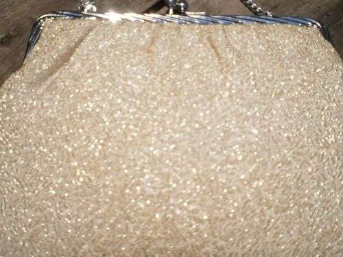 1950s Champagne Silver Color Evening Cocktail Handbag