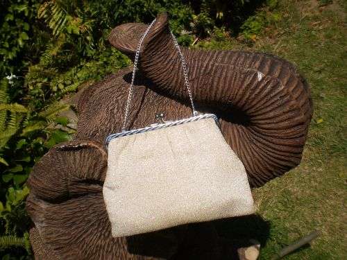 1950s Champagne Silver Color Evening Cocktail Handbag