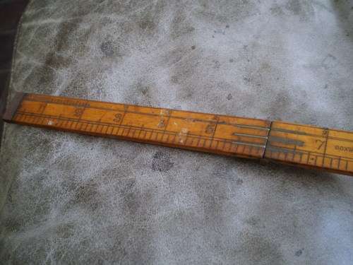 Antique Boxwood Brass Rawbone Carpernter Folding Measuring Tape Spirit Level