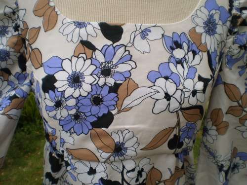 Original 1960's Vintage Empire Style Long Sleeve Floral Maxi Dress Size 10