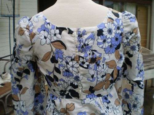 Original 1960's Vintage Empire Style Long Sleeve Floral Maxi Dress Size 10