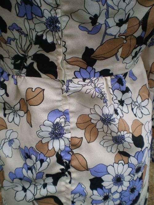 Original 1960's Vintage Empire Style Long Sleeve Floral Maxi Dress Size 10