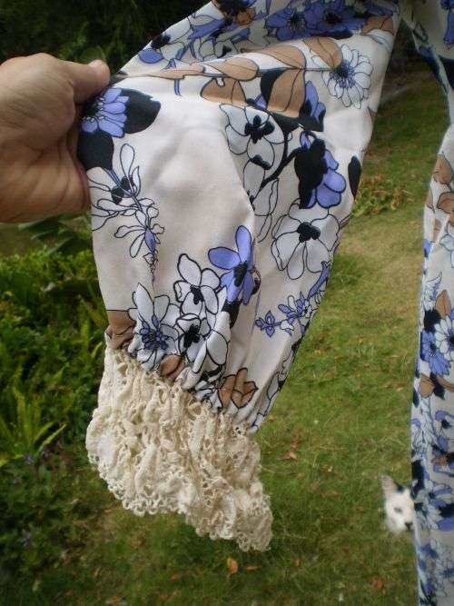 Original 1960's Vintage Empire Style Long Sleeve Floral Maxi Dress Size 10