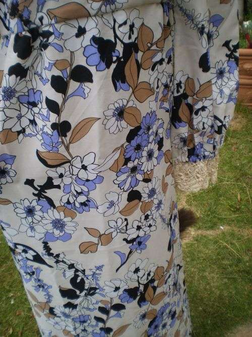 Original 1960's Vintage Empire Style Long Sleeve Floral Maxi Dress Size 10