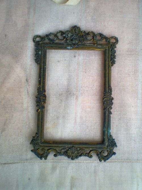 Antique Italian Art Nouveau Metal Picture Frame Post Card Size Needs Glass