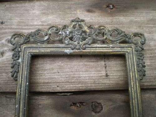 Antique Italian Art Nouveau Metal Picture Frame Post Card Size Needs Glass