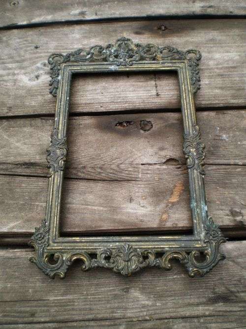 Antique Italian Art Nouveau Metal Picture Frame Post Card Size Needs Glass