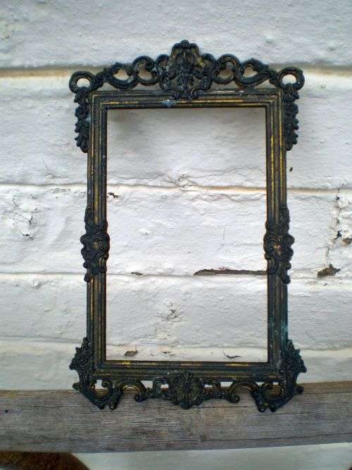 Antique Italian Art Nouveau Metal Picture Frame Post Card Size Needs Glass