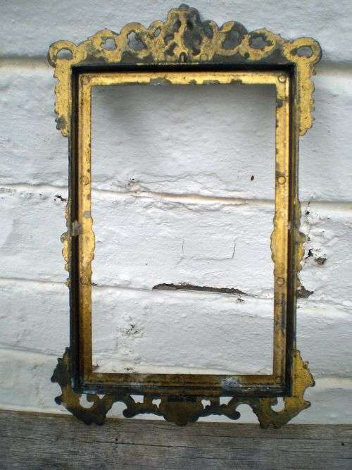Antique Italian Art Nouveau Metal Picture Frame Post Card Size Needs Glass