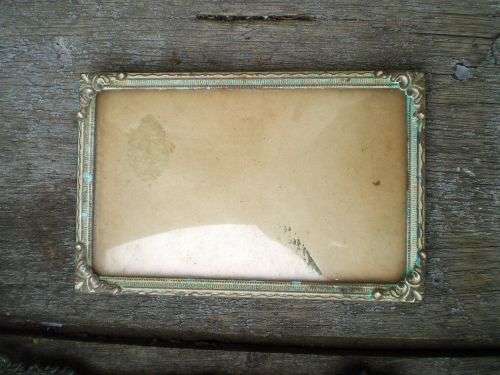 Antique Bevelled Glass Art Nouveau Metal Picture Frame Post Card Size