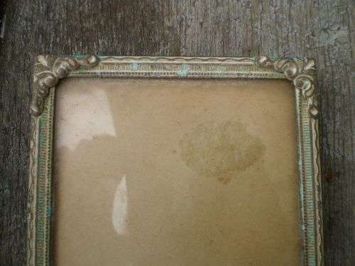 Antique Bevelled Glass Art Nouveau Metal Picture Frame Post Card Size