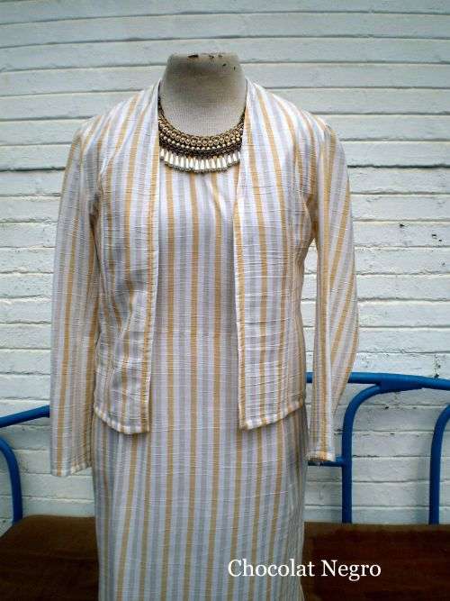 Gorgeous Vintage 19080s Ladies Striped Two Piece Dress And Blazer Size 10 excellent condition
