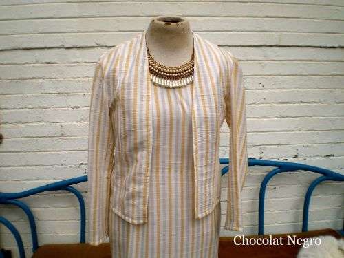 Gorgeous Vintage 19080s Ladies Striped Two Piece Dress And Blazer Size 10 excellent condition