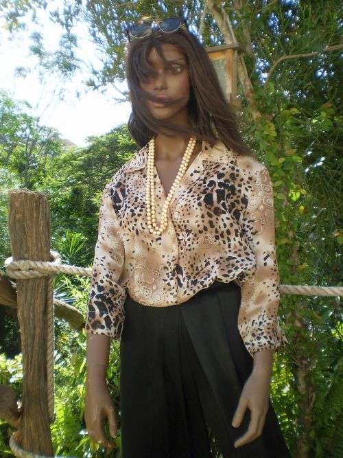 Vintage 1980s Overlength Chiffon Blouse Shirt Animal Leopard Print Size 14