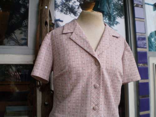 Original 1960s Vintage Crimpelene Two Piece Outfit Skirt and Blazer Size 14