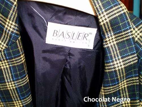 Horst Basler 1980s Vintage Overlength Ladies Striped Designer Blazer Size 16 Excellent Condition