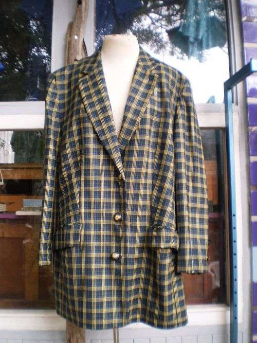 Horst Basler 1980s Vintage Overlength Ladies Striped Designer Blazer Size 16 Excellent Condition
