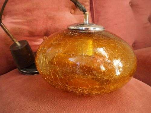 Vintage Modern Mid Century Amber Color Glass Ceiling Hanging Lamp