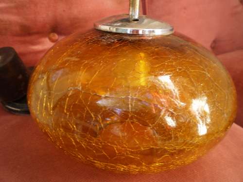 Vintage Modern Mid Century Amber Color Glass Ceiling Hanging Lamp