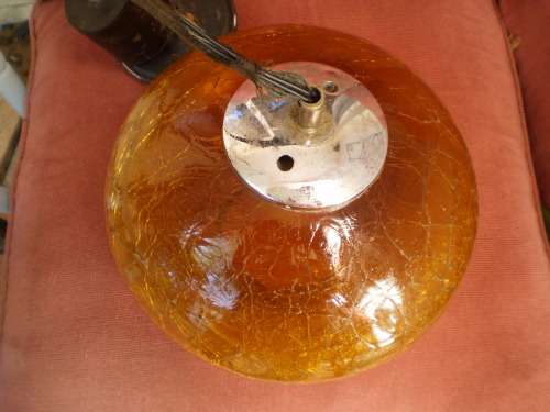 Vintage Modern Mid Century Amber Color Glass Ceiling Hanging Lamp