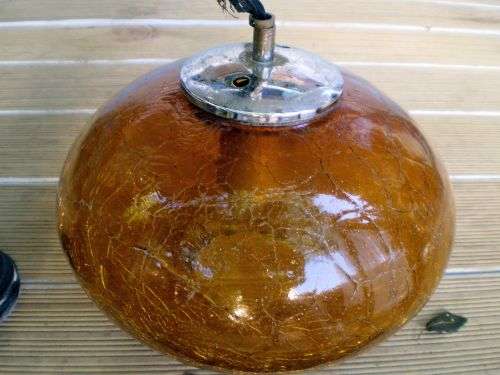 Vintage Modern Mid Century Amber Color Glass Ceiling Hanging Lamp