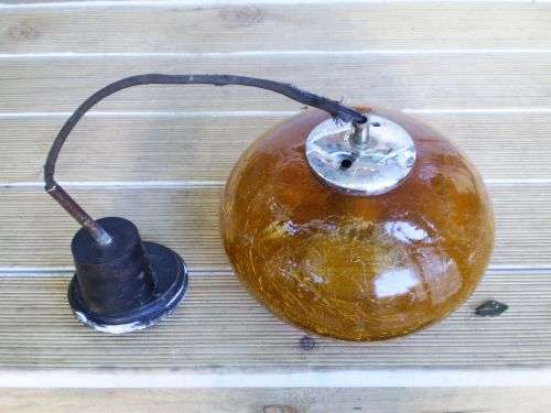 Vintage Modern Mid Century Amber Color Glass Ceiling Hanging Lamp