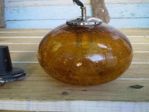 Vintage Modern Mid Century Amber Color Glass Ceiling Hanging Lamp