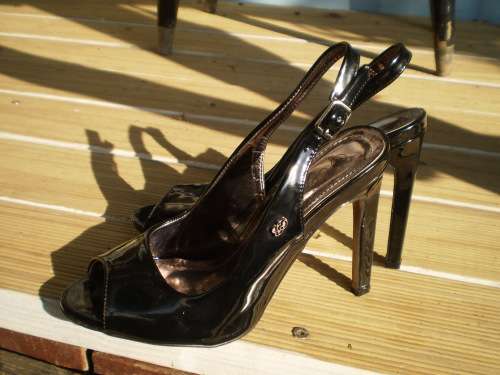 Original Miss Black Sling Back Heels Shoes Size 4