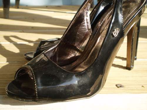 Original Miss Black Sling Back Heels Shoes Size 4