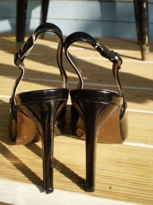 Original Miss Black Sling Back Heels Shoes Size 4
