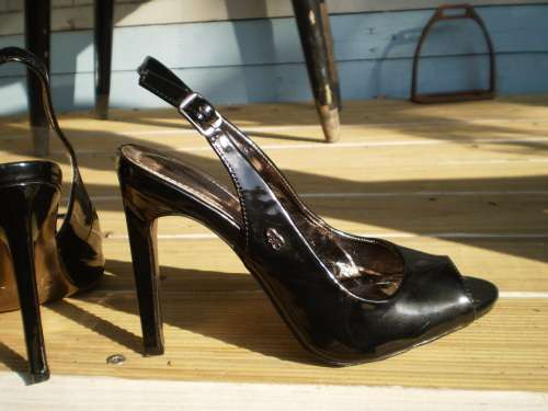 Original Miss Black Sling Back Heels Shoes Size 4