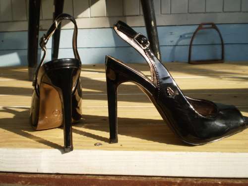 Original Miss Black Sling Back Heels Shoes Size 4