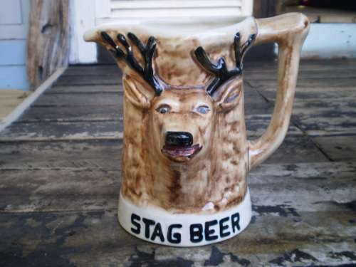STAG BEER Grahamstown Pottery Drostdy Large Beer Mug With Deer Head