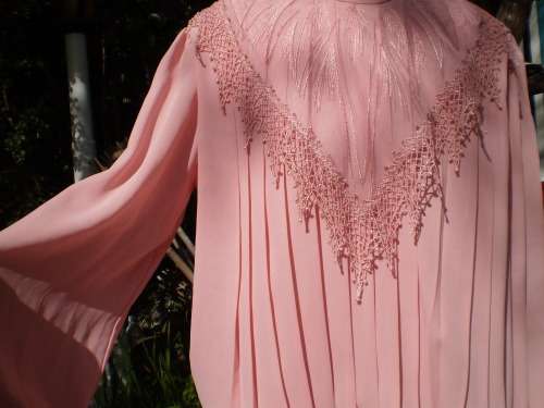 Vintage 1980s Pink Chiffon Dress Two Pieces Size 12