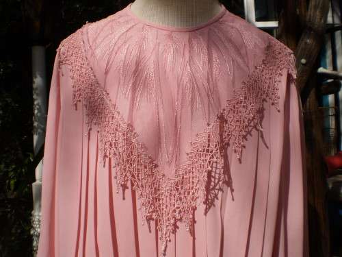 Vintage 1980s Pink Chiffon Dress Two Pieces Size 12