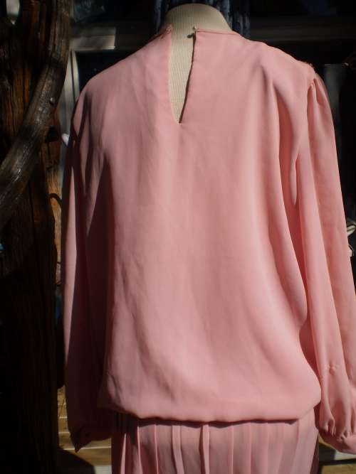 Vintage 1980s Pink Chiffon Dress Two Pieces Size 12