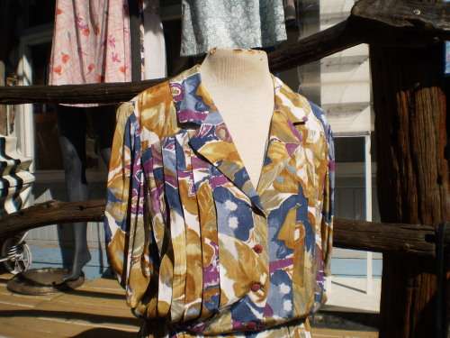 1980s Vintage Day Jacket Dress Size 14 With Collar