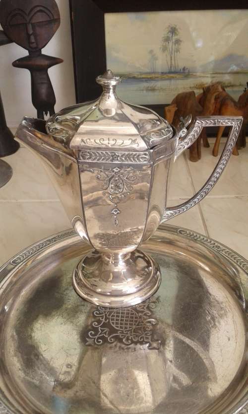 Silverplated Flower Engraved Tea Coffee Set Teapot Sugar And Milk Jug