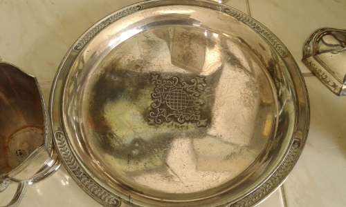 Silverplated Flower Engraved Tea Coffee Set Teapot Sugar And Milk Jug